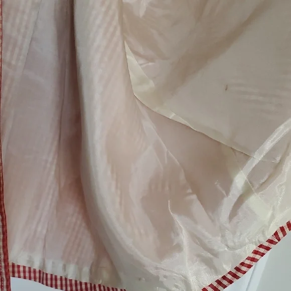 Vintage Retro Promod France Red & White Checkered Checked Button Up Trench Coat - Picture 9 of 11